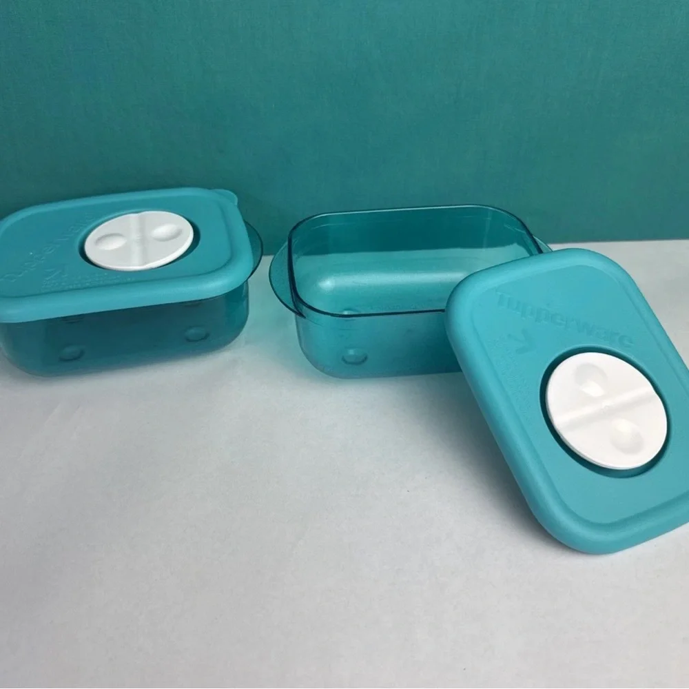 Tupperware Rock N Serve Small 1 Cup /260ml Peacock Blue Rare New Set Of 2 New